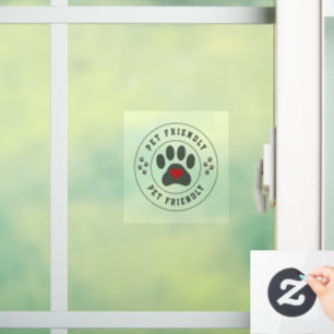 Autocollant Pour Fenêtre Label convivial pour animaux avec patte cœur