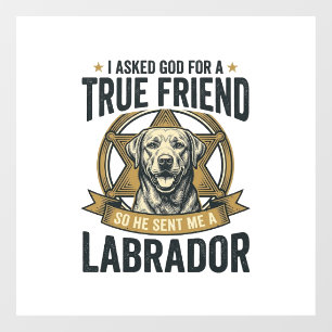 Autocollant Pour Fenêtre Labrador Vrai Ami Conception Vintage Amateur de Ch