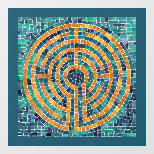 Autocollant Pour Fenêtre LABYRINTH II 12x12 Cling de fenêtre - Vert (Feuille)