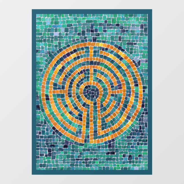 Autocollant Pour Fenêtre LABYRINTH II 8x11 Cling de fenêtre - Vert (Feuille)