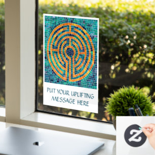 Autocollant Pour Fenêtre LABYRINTH II 8x11 Clôture de fenêtre +Texte