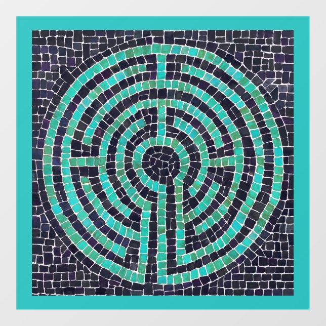 Autocollant Pour Fenêtre LABYRINTH III 12x12 Cling de fenêtre - Turquoise (Feuille)