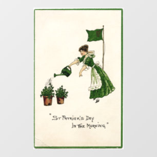 Autocollant Pour Fenêtre Lady Watering Shamrocks Clouage de fenêtre