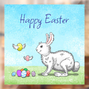 Autocollant Pour Fenêtre Lapin de Pâques et œufs de Pâques