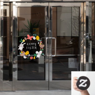 Autocollant Pour Fenêtre Lapin de Pâques Joyeux Éléments de Printemps de Po