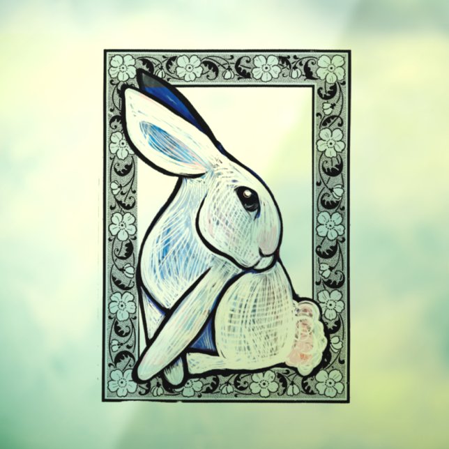 Autocollant Pour Fenêtre Lapin de printemps Lapin de Pâques Ostara (Feuille 3)
