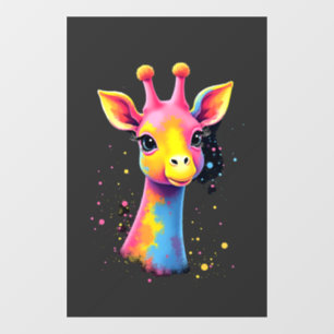 Autocollant Pour Fenêtre L'art animalier africain La girafe colorée pour ri
