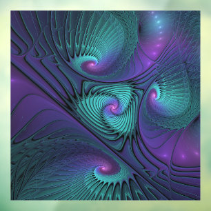 Autocollant Pour Fenêtre L'art fractal abstrait moderne violet rencontre tu