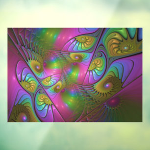 Autocollant Pour Fenêtre L'art fractal abstrait trippy lumineux coloré