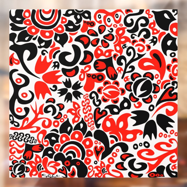Autocollant Pour Fenêtre L'art populaire ukrainien motif floral abstact (Feuille 2)
