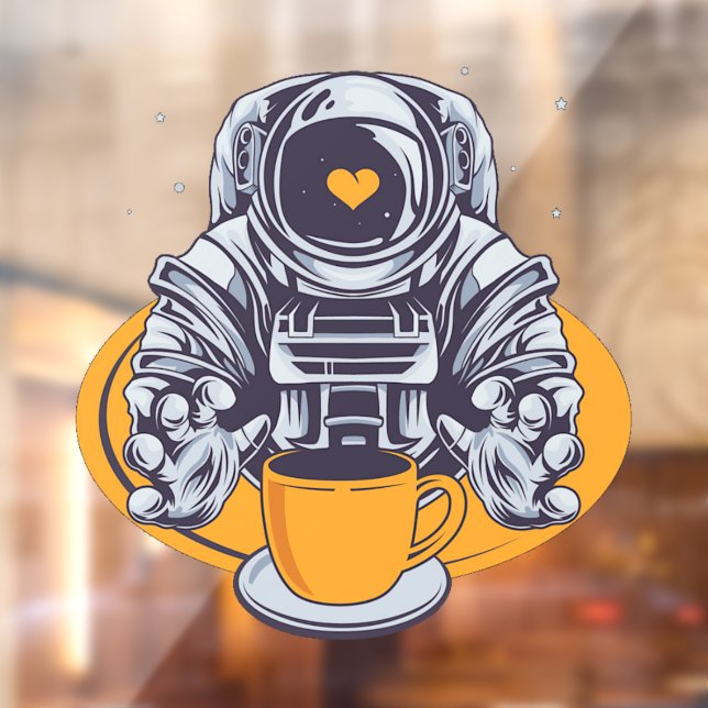 Autocollant Pour Fenêtre L'astronaute aime le café (Feuille 2)