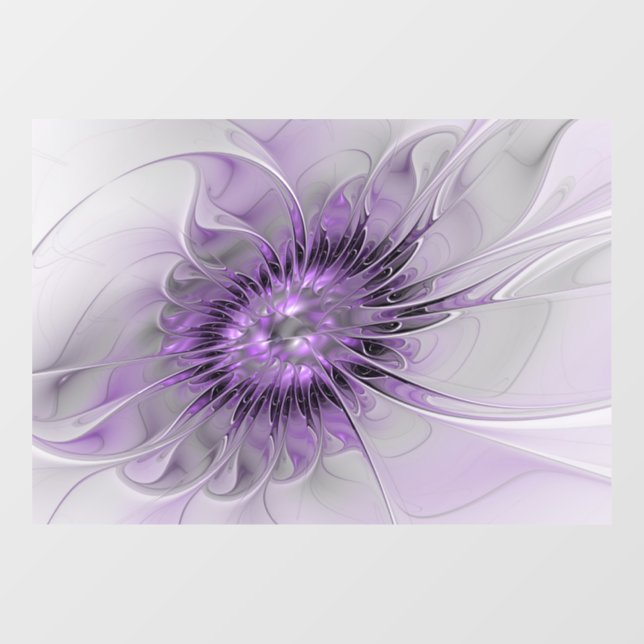 Autocollant Pour Fenêtre Lavande Fleur Dream Moderne Abstrait Fractal Art (Feuille)