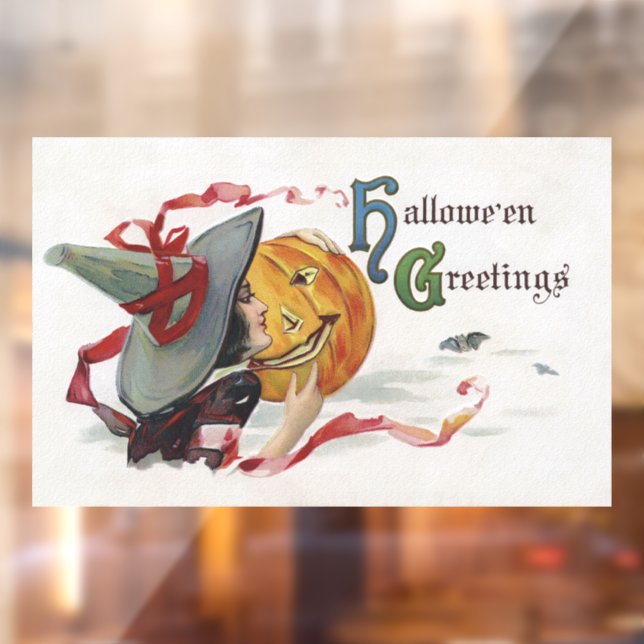Autocollant Pour Fenêtre Le baiser de la sorcière : Jack-o'-lantern à Hallo (Feuille 2)