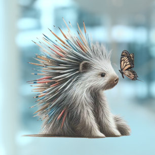Autocollant Pour Fenêtre Le Décal Transparent Porcupine "Curieux Prickler"