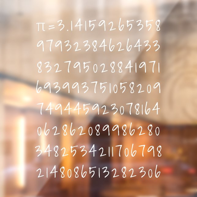 Autocollant Pour Fenêtre Le nombre "=3,14" Décal de Math & Science Lover (Feuille 2)