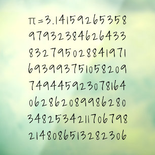 Autocollant Pour Fenêtre Le nombre "=3,14" Décal de Math & Science Lover