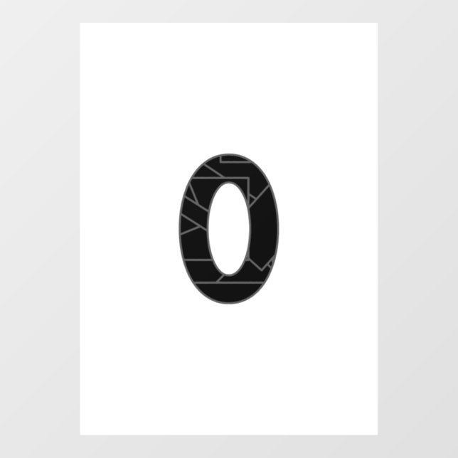 Autocollant Pour Fenêtre Le nombre zéro (0) en noir (Feuille)