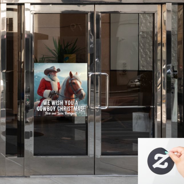 Autocollant Pour Fenêtre Le Père Noël dans un Noël Casquette occidental (Porte de bureau)
