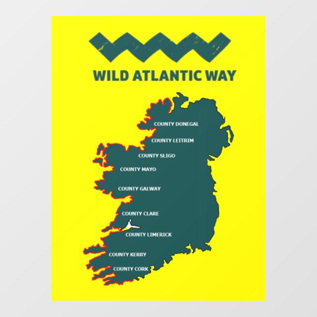 Autocollant Pour Fenêtre Le Wild Atlantic Way Irlande et son voyage sur la  (Feuille)