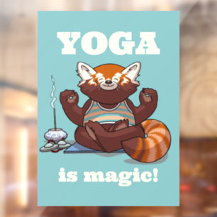Autocollant Pour Fenêtre Le yoga au Panda roux est magique ! Art de méditat