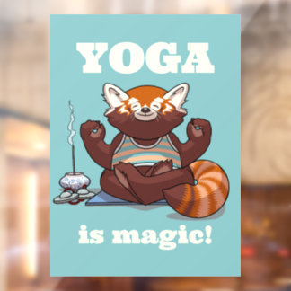 Autocollant Pour Fenêtre Le yoga au Panda roux est magique ! Art de méditat