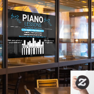 Autocollant Pour Fenêtre Leçons de piano personnalisées Professeur de musiq
