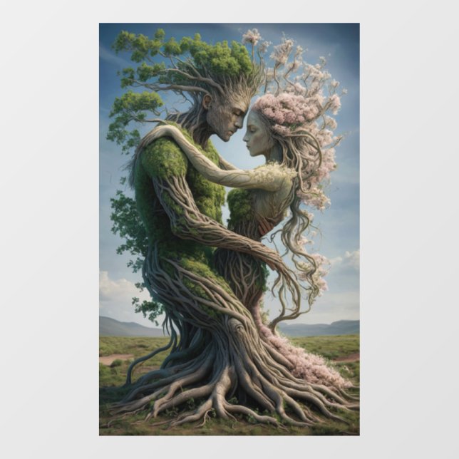 Autocollant Pour Fenêtre Les amoureux de la nature (Feuille)