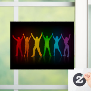 Autocollant Pour Fenêtre Les gens du groupe de SlipperyJoe se tenant la mai