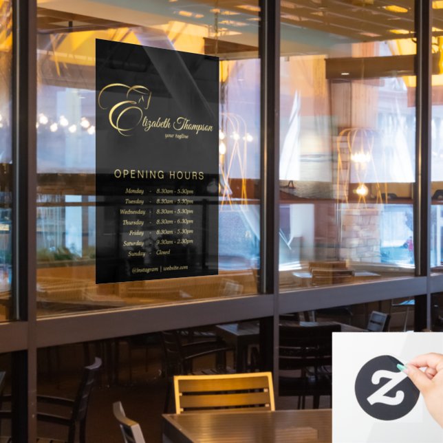 Autocollant Pour Fenêtre Lettre monogramme E Cheval en or (Fenêtre du restaurant)