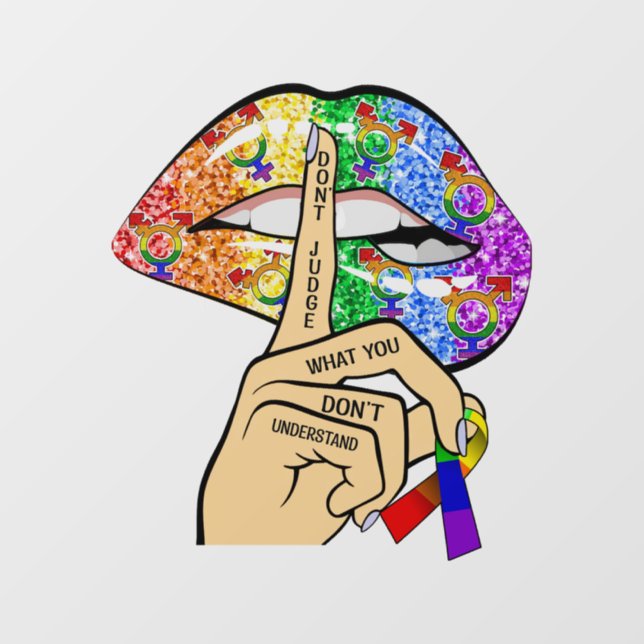 Autocollant Pour Fenêtre Lèvres arc-en-ciel LGBT (Feuille)