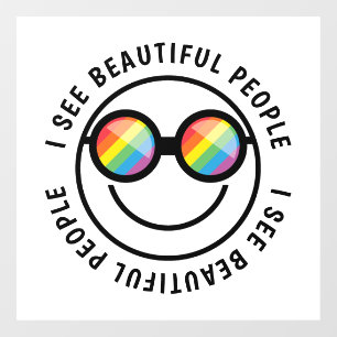 Autocollant Pour Fenêtre Lgbt Ally Beaux Gens Citation & Rainbow Glasses