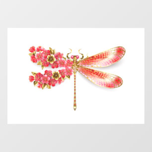 Autocollant Pour Fenêtre libellule de fleurs avec sakura de bijoux