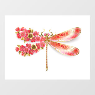 Autocollant Pour Fenêtre Libellule fleur avec sakura bijoux