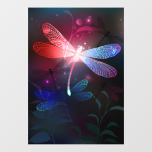 Autocollant Pour Fenêtre libellule rouge brillante