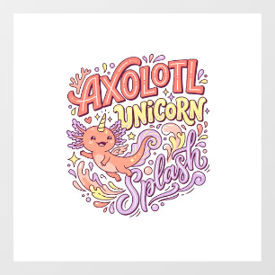 Autocollant Pour Fenêtre Licorne Axolotl Licorne Splash Fantaisiste Bac Bla