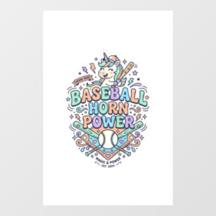 Autocollant Pour Fenêtre Licorne Baseball Corne Puissance Kawaii Conception