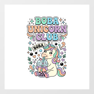 Autocollant Pour Fenêtre Licorne Boba Licorne Club Kawaii Typographie Desig