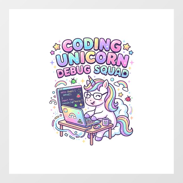 Autocollant Pour Fenêtre Licorne Coding Licorne Debug Squad Marché Charmeur (Feuille)