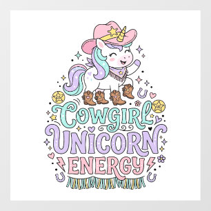Autocollant Pour Fenêtre Licorne Cowgirl Licorne Énergie Mignon Produit Pas