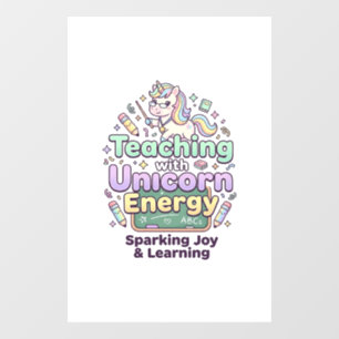 Autocollant Pour Fenêtre Licorne enseignant avec une typographie audacieuse