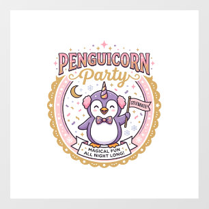 Autocollant Pour Fenêtre Licorne Penguicorne Fête POD Prêt Design Zazzle_1