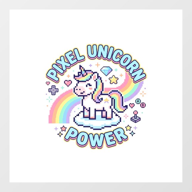 Autocollant Pour Fenêtre Licorne Pixel Licorne Puissance Conception Graphiq (Feuille)
