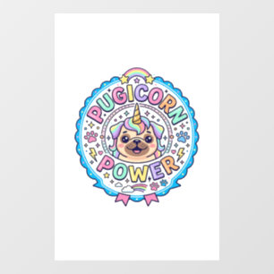 Autocollant Pour Fenêtre Licorne Pugicorn Puissance Drôle Cadeau Mignon Con