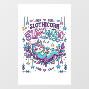 Autocollant Pour Fenêtre Licorne Slothicorne Magie Lente Marché Coloré