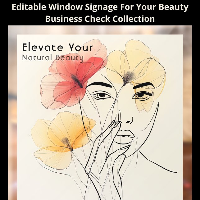 Autocollant Pour Fenêtre Ligne artistique minimale Fleurs de beauté Logo QR (Créateur téléchargé)