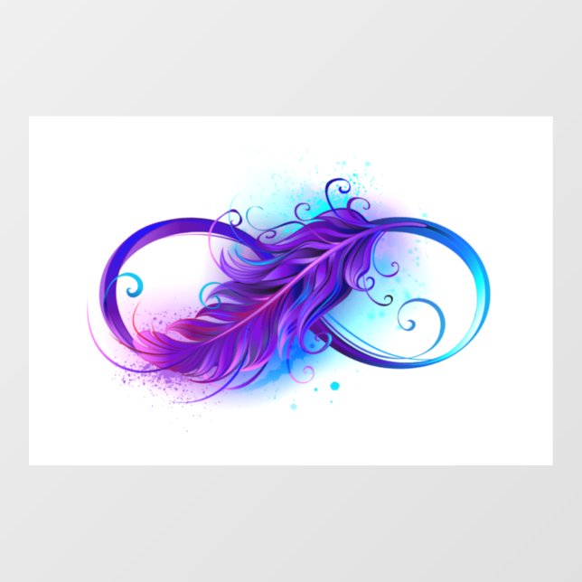 Autocollant Pour Fenêtre L'infini avec plume violette (Feuille)