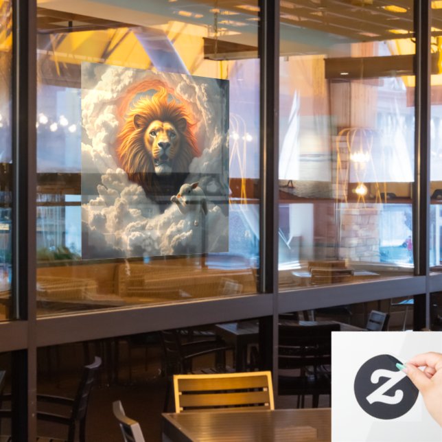 Autocollant Pour Fenêtre Lion et agneau clouer la fenêtre (Fenêtre du restaurant)