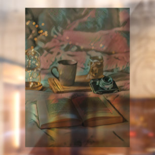 Autocollant Pour Fenêtre Lire Livres, Boire Café