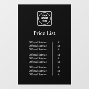 Autocollant Pour Fenêtre Liste de prix avec logo noir Fenêtre professionn