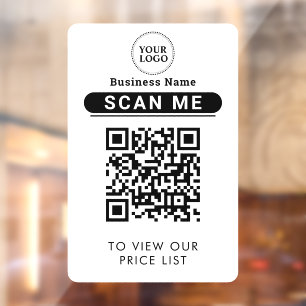Autocollant Pour Fenêtre Liste de Prix Code QR   Logo Entreprise Sans Conta